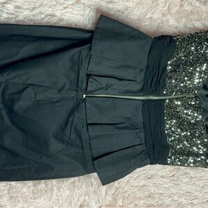 Black Strapless Dress with Sequin Detail
